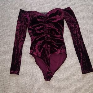 Off the shoulder velvet bodysuit